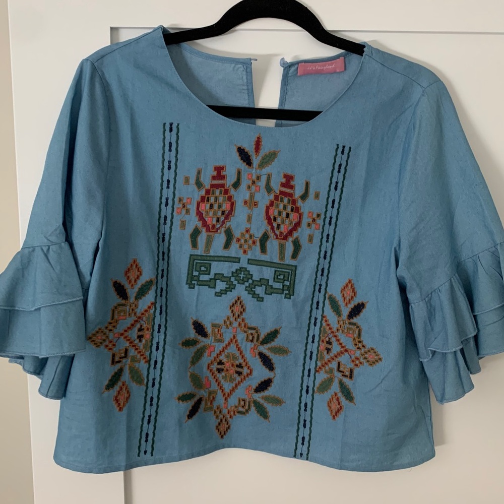 Bohemian Flowy Cropped Blouse